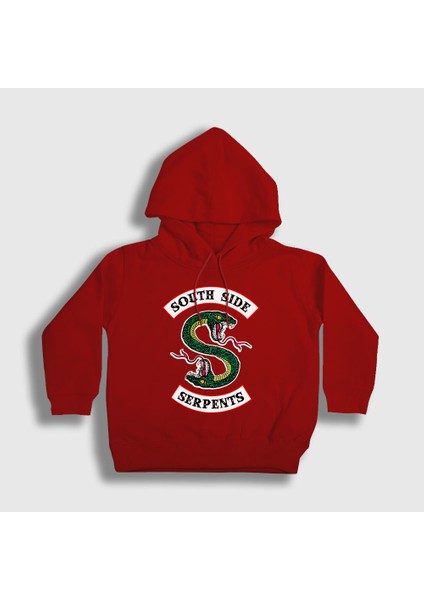 Unisex Çocuk Kırmızı South Side Serpents Riverdale Kapüşonlu Sweatshirt