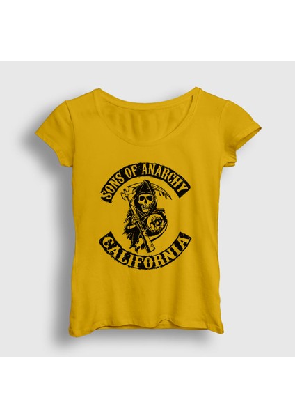 Kadın Sarı California Sons Of Anarchy T-Shirt