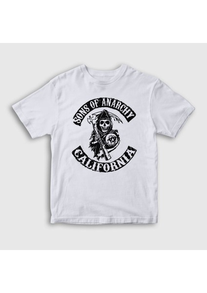 Unisex Çocuk Beyaz California Sons Of Anarchy T-Shirt