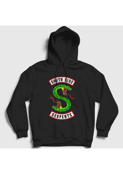 Unisex Siyah South Side Serpents V3 Riverdale Kapüşonlu Sweatshirt