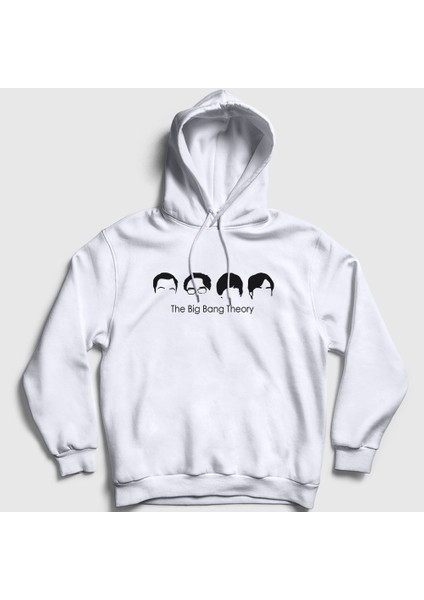 Unisex Beyaz Heads The Big Bang Theory Kapüşonlu Sweatshirt