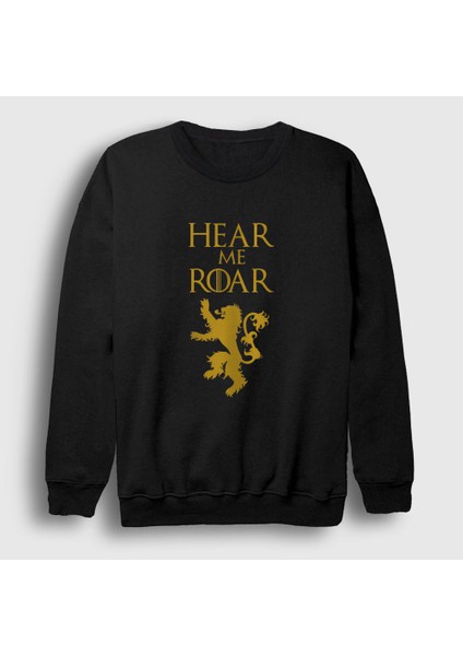Unisex Siyah Roar Game Of Thrones Sweatshirt
