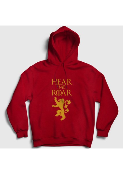 Unisex Kırmızı Roar Game Of Thrones Kapüşonlu Sweatshirt
