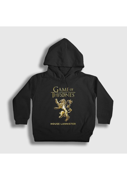 Unisex Çocuk Siyah Lannister Game Of Thrones Kapüşonlu Sweatshirt