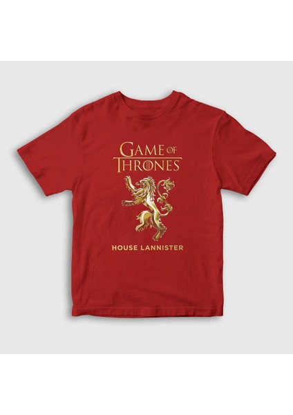 Unisex Çocuk Kırmızı Lannister Game Of Thrones T-Shirt