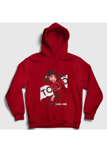 Unisex Kırmızı Tokyo La Casa De Papel Kapüşonlu Sweatshirt