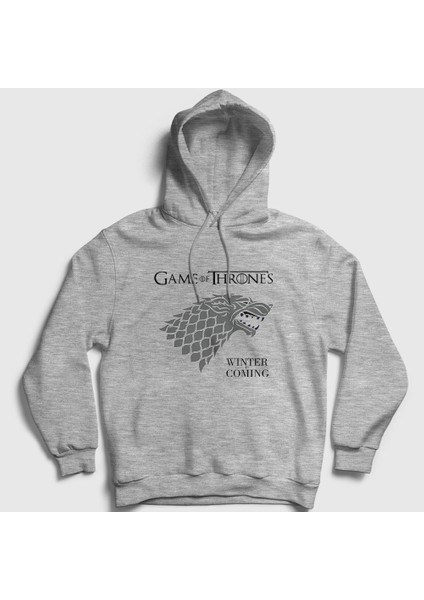 Unisex Gri Stark Game Of Thrones Kapüşonlu Sweatshirt
