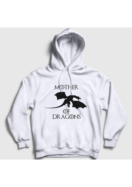 Unisex Beyaz Mother Of Dragons Game Of Thrones Kapüşonlu Sweatshirt