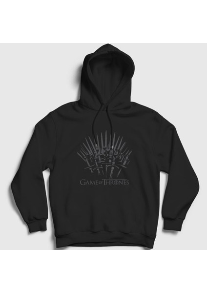 Unisex Siyah Throne Game Of Thrones Kapüşonlu Sweatshirt
