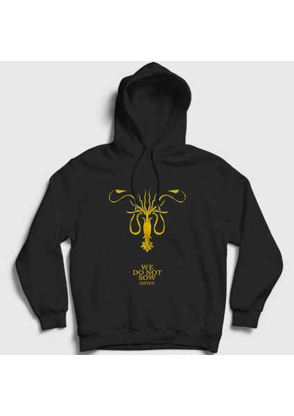 Unisex Siyah Greyjoy Game Of Thrones Kapüşonlu Sweatshirt