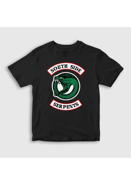 Unisex Çocuk Siyah South Side Serpents V2 Riverdale T-Shirt