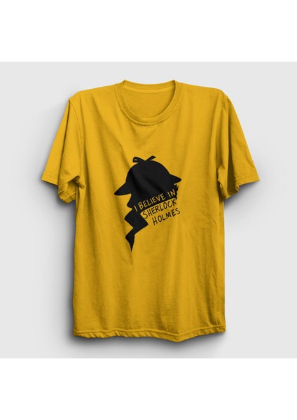 Unisex Sarı Believe V2 Sherlock Holmes T-Shirt