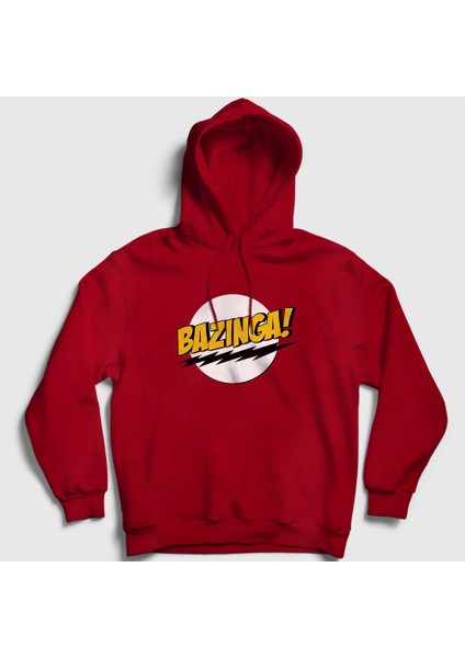 Unisex Kırmızı Bazinga The Big Bang Theory Kapüşonlu Sweatshirt