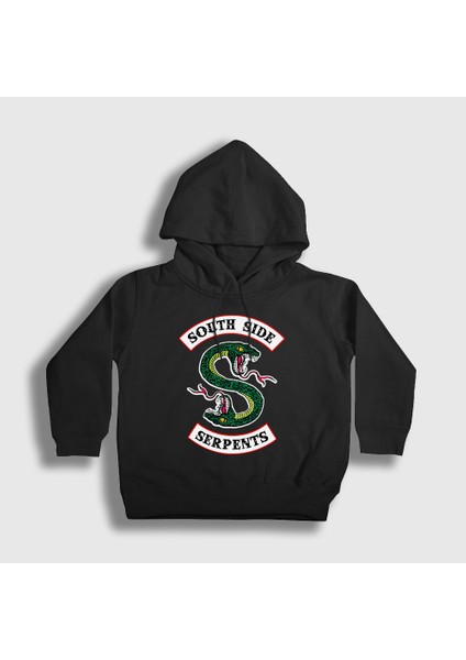 Unisex Çocuk Siyah South Side Serpents Riverdale Kapüşonlu Sweatshirt