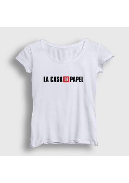 Kadın Beyaz Logo La Casa De Papel T-Shirt