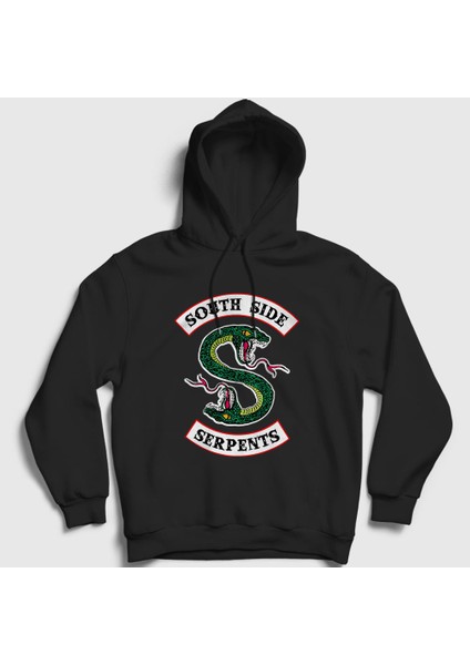 Unisex Siyah South Side Serpents Riverdale Kapüşonlu Sweatshirt