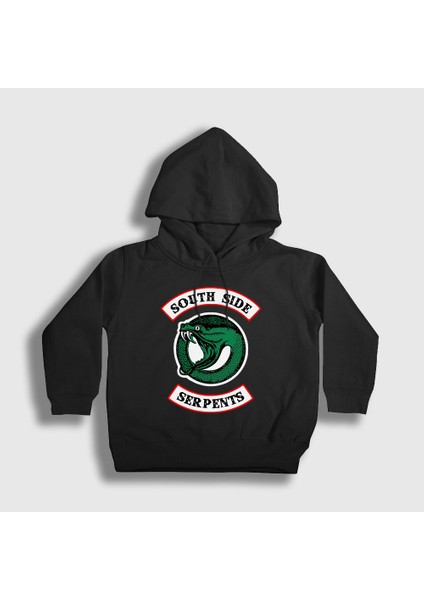 Unisex Çocuk Siyah South Side Serpents V2 Riverdale Kapüşonlu Sweatshirt