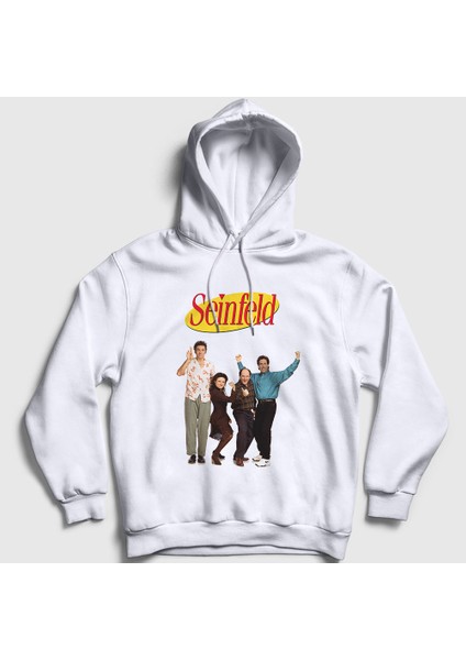 Unisex Beyaz Cover Seinfeld Kapüşonlu Sweatshirt