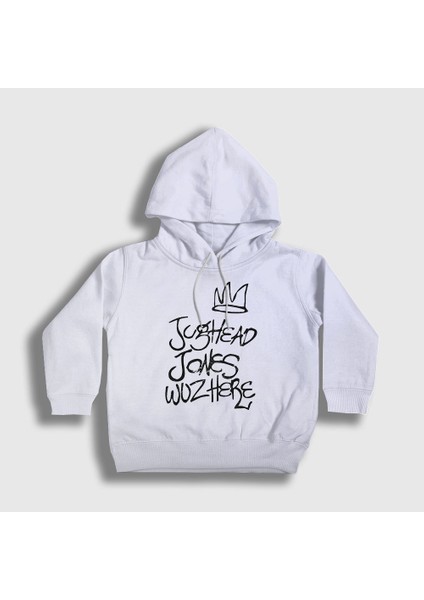 Unisex Çocuk Beyaz Jughead Jones Was Here Riverdale Kapüşonlu Sweatshirt