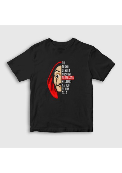 Unisex Çocuk Siyah Names La Casa De Papel T-Shirt