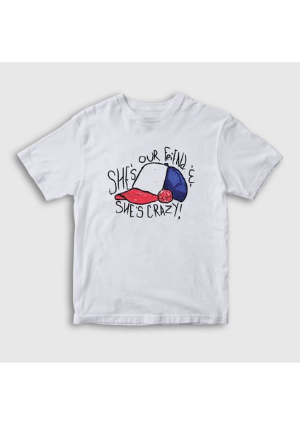 Unisex Çocuk Beyaz Crazy Stranger Things T-Shirt