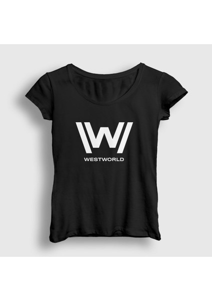 Kadın Siyah Logo V2 Westworld T-Shirt
