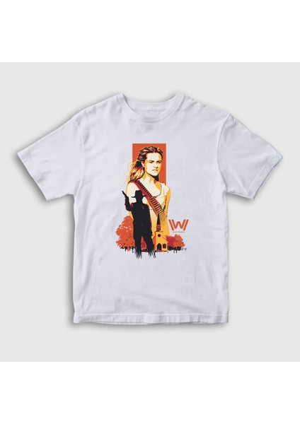 Unisex Çocuk Beyaz Dolores Westworld T-Shirt