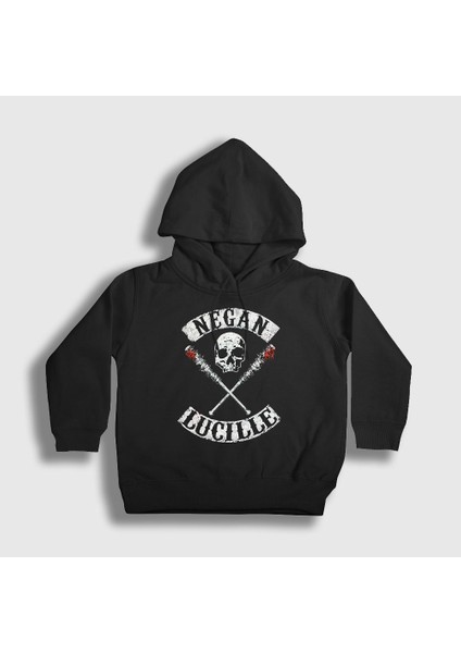 Unisex Çocuk Siyah Negan V3 The Walking Dead Kapüşonlu Sweatshirt