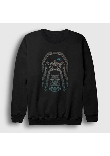 Unisex Siyah Odin Vikings Sweatshirt
