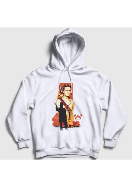 Unisex Beyaz Dolores Westworld Kapüşonlu Sweatshirt