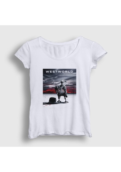 Kadın Beyaz Cover Westworld T-Shirt