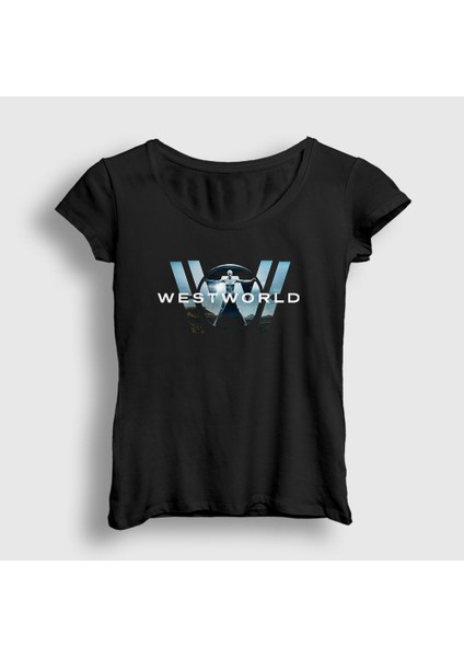 Kadın Siyah Logo V3 Westworld T-Shirt