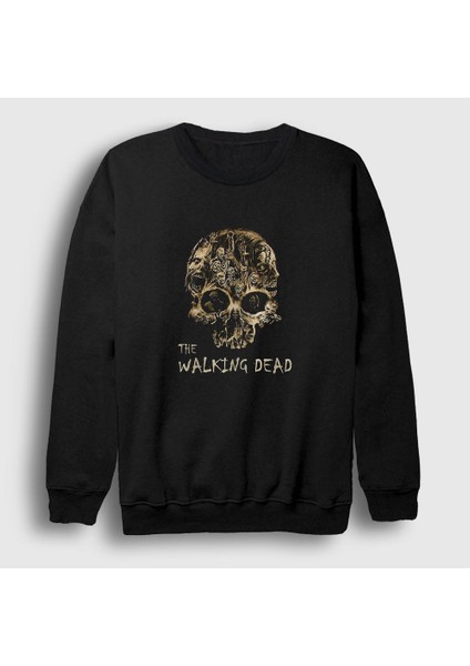 Unisex Siyah Skull The Walking Dead Sweatshirt