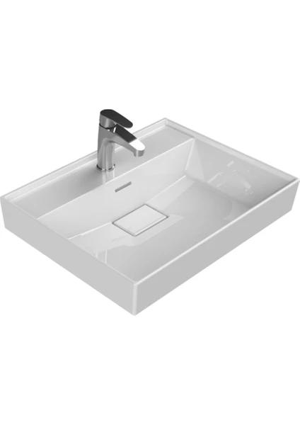 Cerastyle Turkuaz Sharp Etajerli Lavabo 60*48  cm