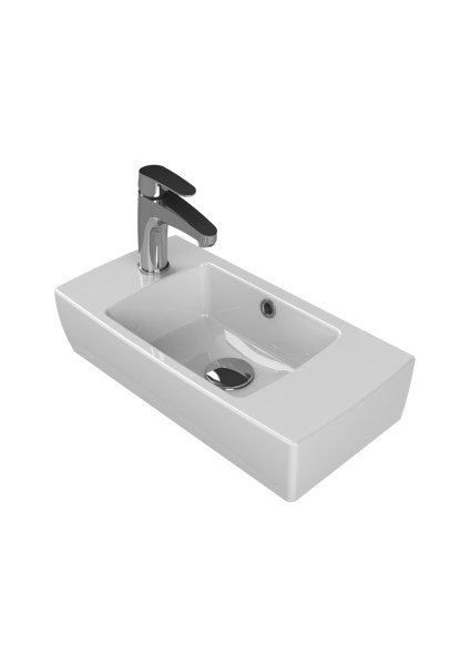Cerastyle Turkuaz City Tezgah Üstü Lavabo 25*50 cm (B.delıgı Solda)