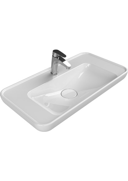 Cerastyle Turkuaz Lal Tezgah Üstü Lavabo 80*42 cm