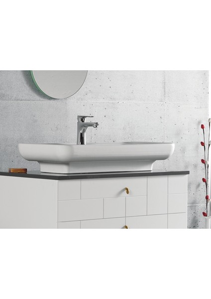 Cerastyle Turkuaz Lal Tezgah Üstü Lavabo 80*42 cm modelleri