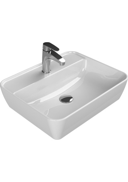 Cerastyle Turkuaz One Tezgah Üstü Lavabo Lavabo 55*45 cm (B.delıklı)