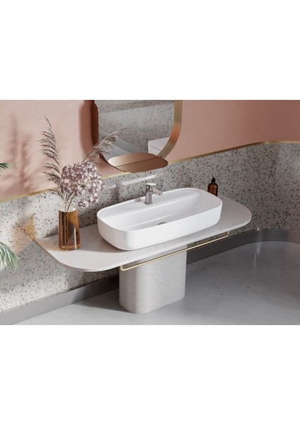 Cerastyle Turkuaz Aqua Tezgah Üstü Lavabo 80*40 modelleri