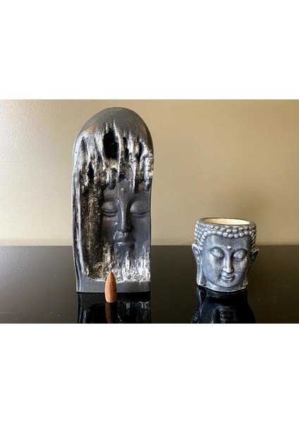 2'li Set , Buddha Geri Akış Tütsülük ve Buddha Buhurdanlık, Renk Seçenekli Ürün.