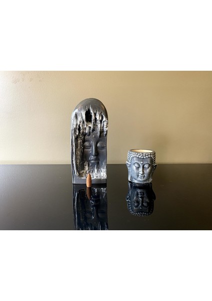 2'li Set , Buddha Geri Akış Tütsülük ve Buddha Buhurdanlık, Renk Seçenekli Ürün.