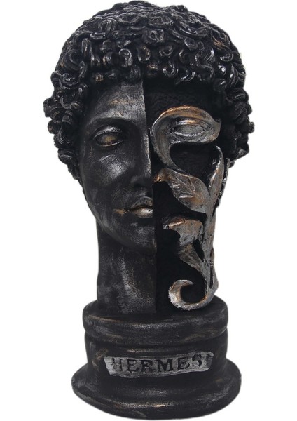 Yaprak Motifli Hermes Büst Heykel Biblo 29 x 17 cm