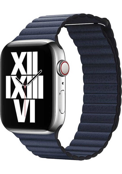 - Apple Watch 40mm - Kordon Deri Lop Kordon KRD-09 - Lacivert