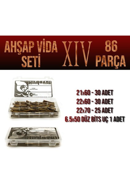 Ahşap Vida Seti Xıv- 86 Parça Vida Pul ve Bits Uç
