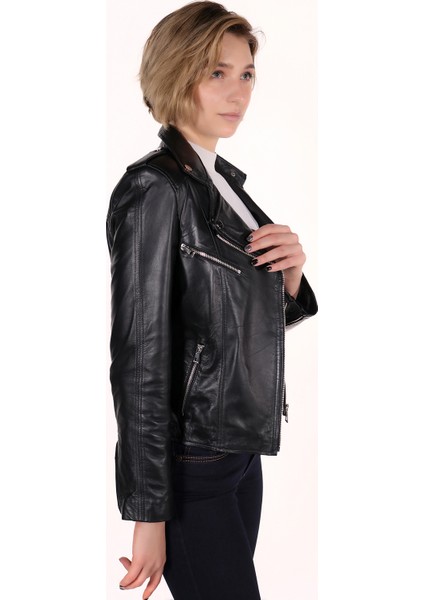 Eliza Model Kadın Siyah Deri Ceket