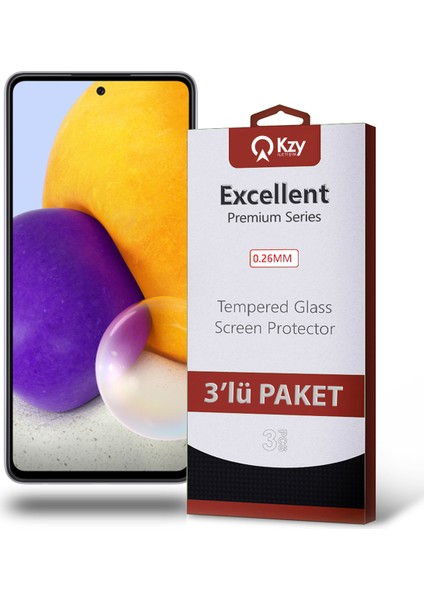 Samsung Galaxy A72 Temperli Ekran Koruyucu Kırılmaz Cam Ekonomik 3'lü Paket