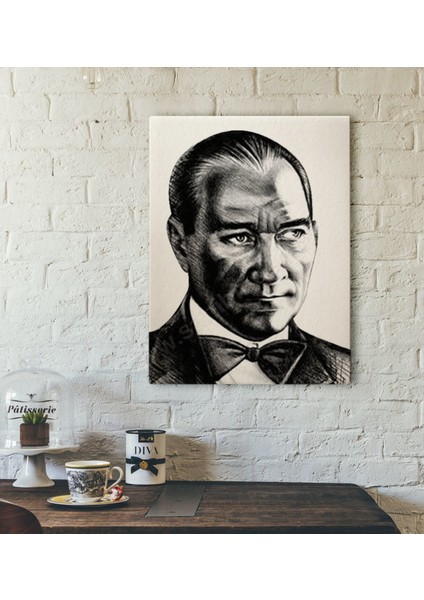 Gift Karakalem Atatürk Tasarımlı Kanvas Tablo-2 30X50CM