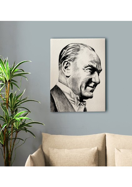 Gift Karakalem Atatürk Tasarımlı Kanvas Tablo-1 50X70CM