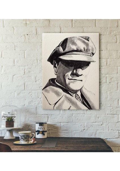 Gift Karakalem Atatürk Tasarımlı Kanvas Tablo-3 30X50CM