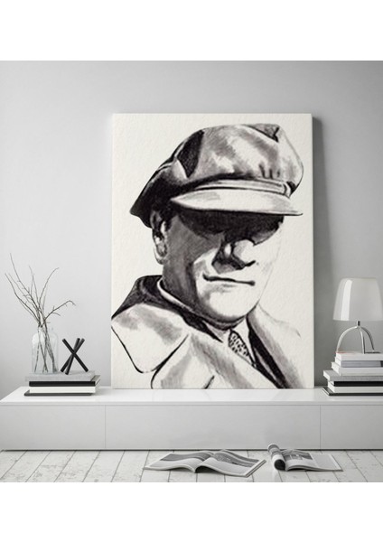 Gift Karakalem Atatürk Tasarımlı Kanvas Tablo-3 70X100CM